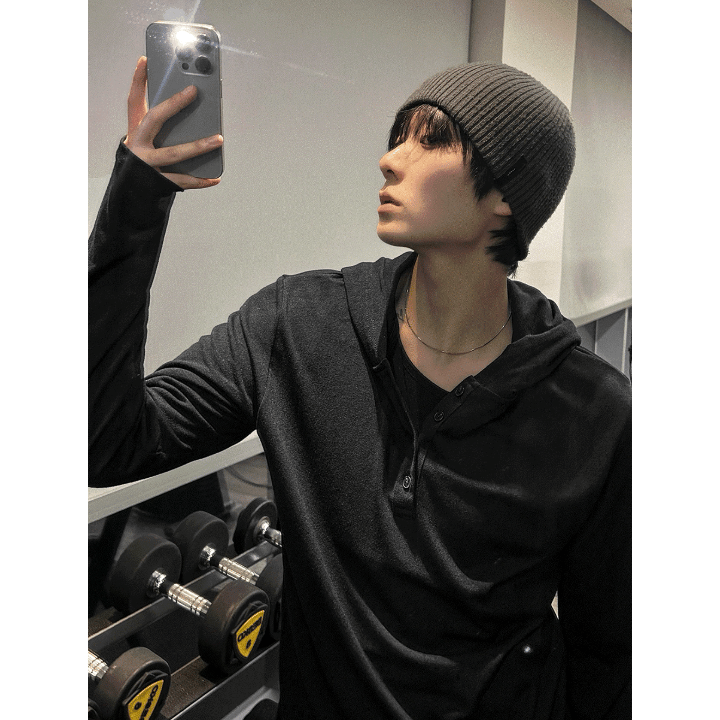 B181 亨利領連帽上衣 (3色)