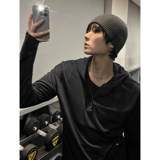 B181 亨利領連帽上衣 (3色)