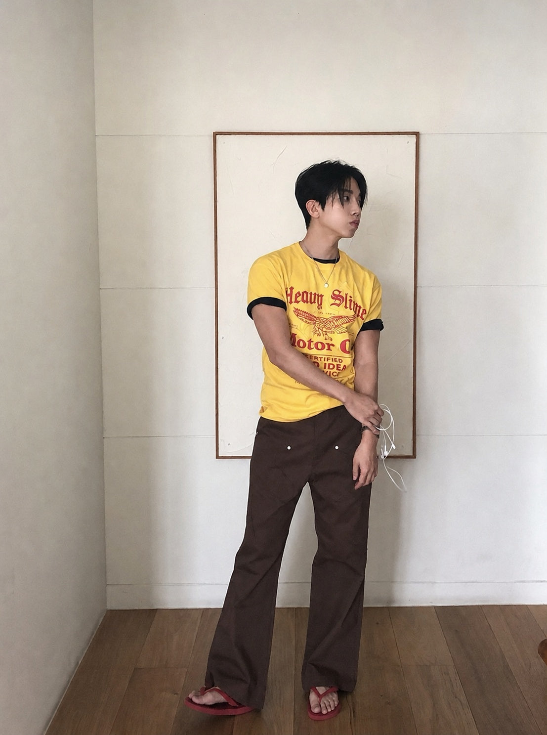 J143 西部風格半喇叭褲 (黑 棕)