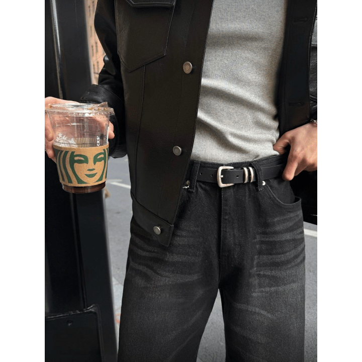 H5 牛皮雙扣皮帶