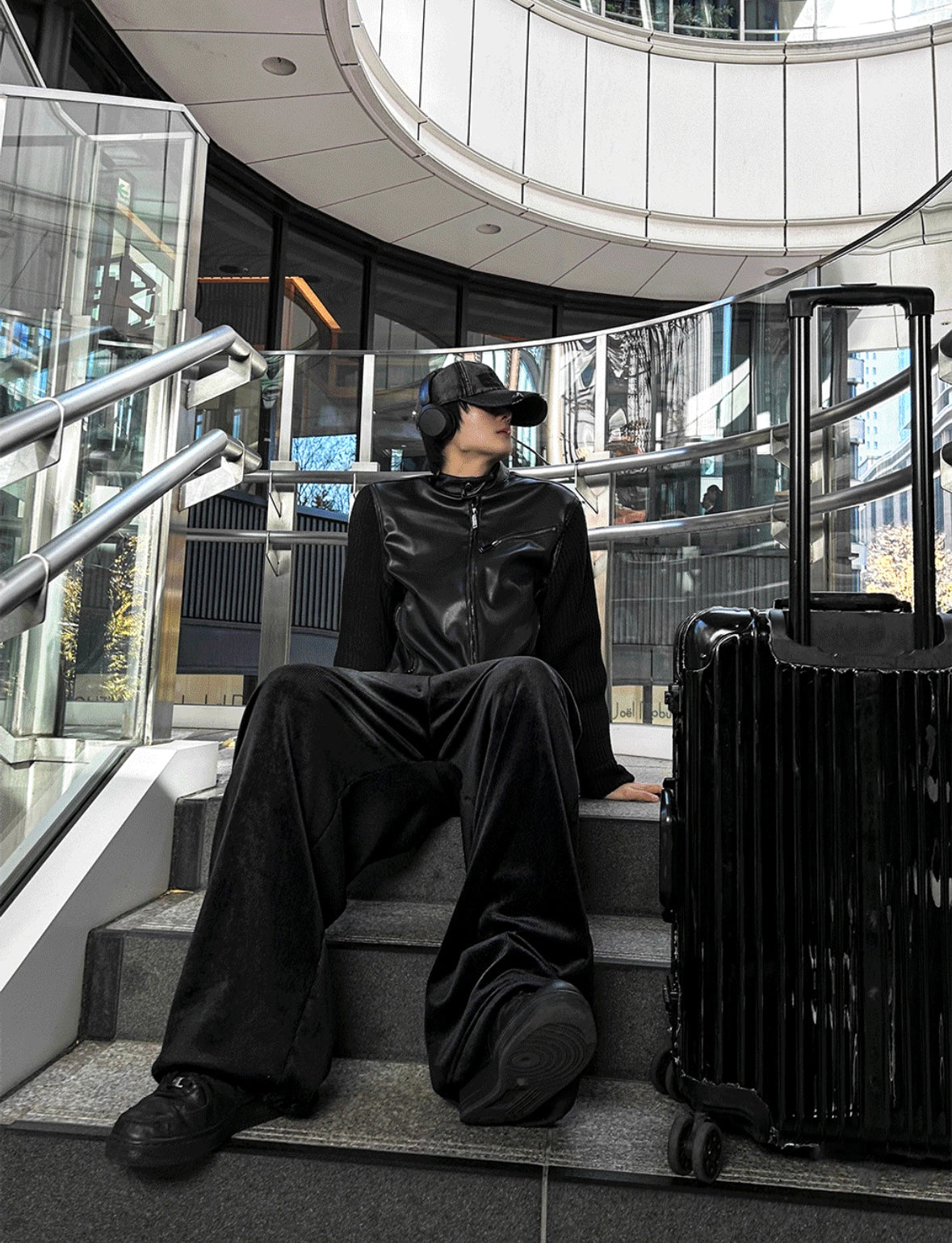 J79 韓版絨光垂墜寬褲