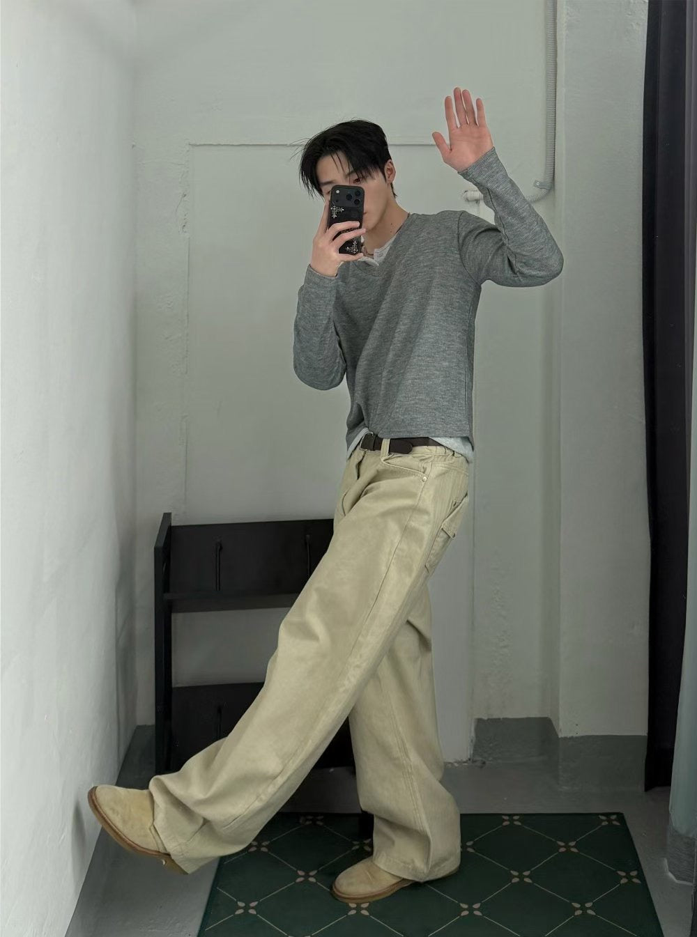 J103 口袋細節人字紋氣球褲 (3色)