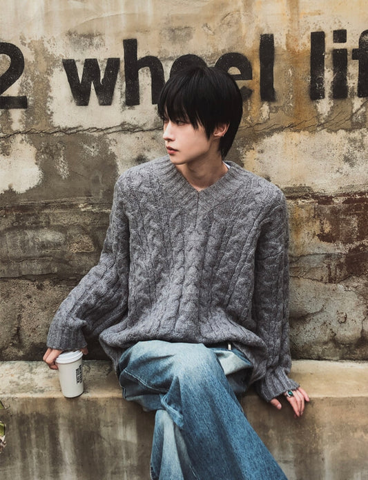 B152 羊毛麻花針織毛衣 (2色)