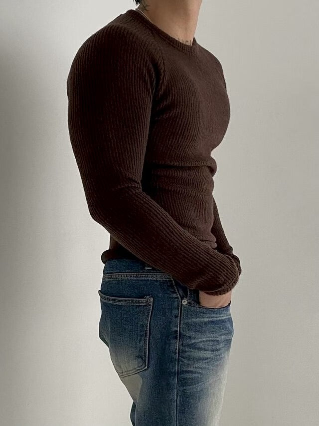 B150 斜肩羅紋修身上衣3.0刷毛款 (4色)