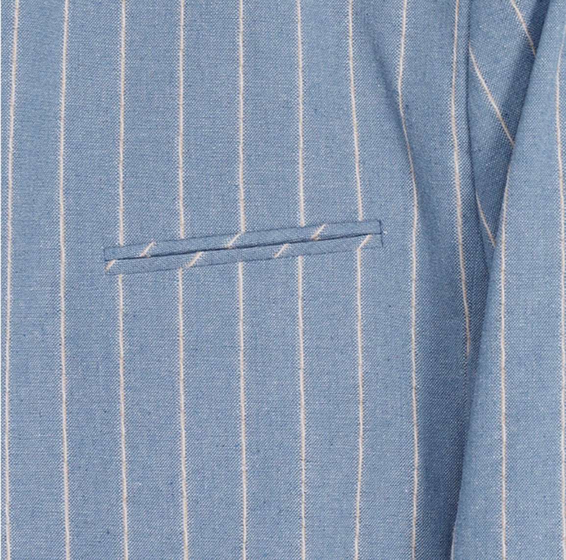 A157 細條紋無領西裝外套 (藍 灰)