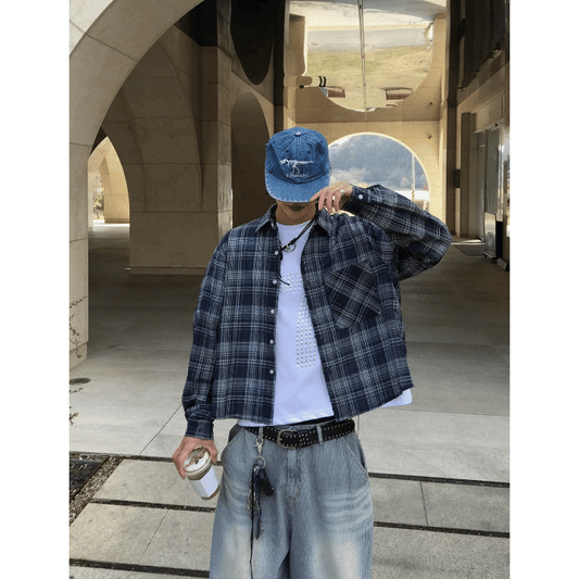 A76 率性短版格紋襯衫 (3色)