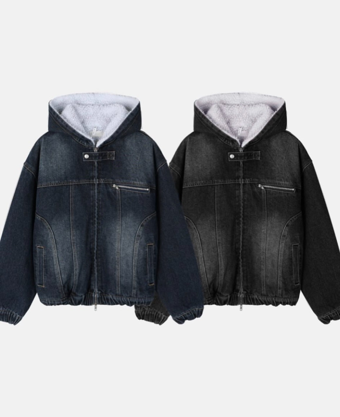 A1 lambswool hooded denim jacket