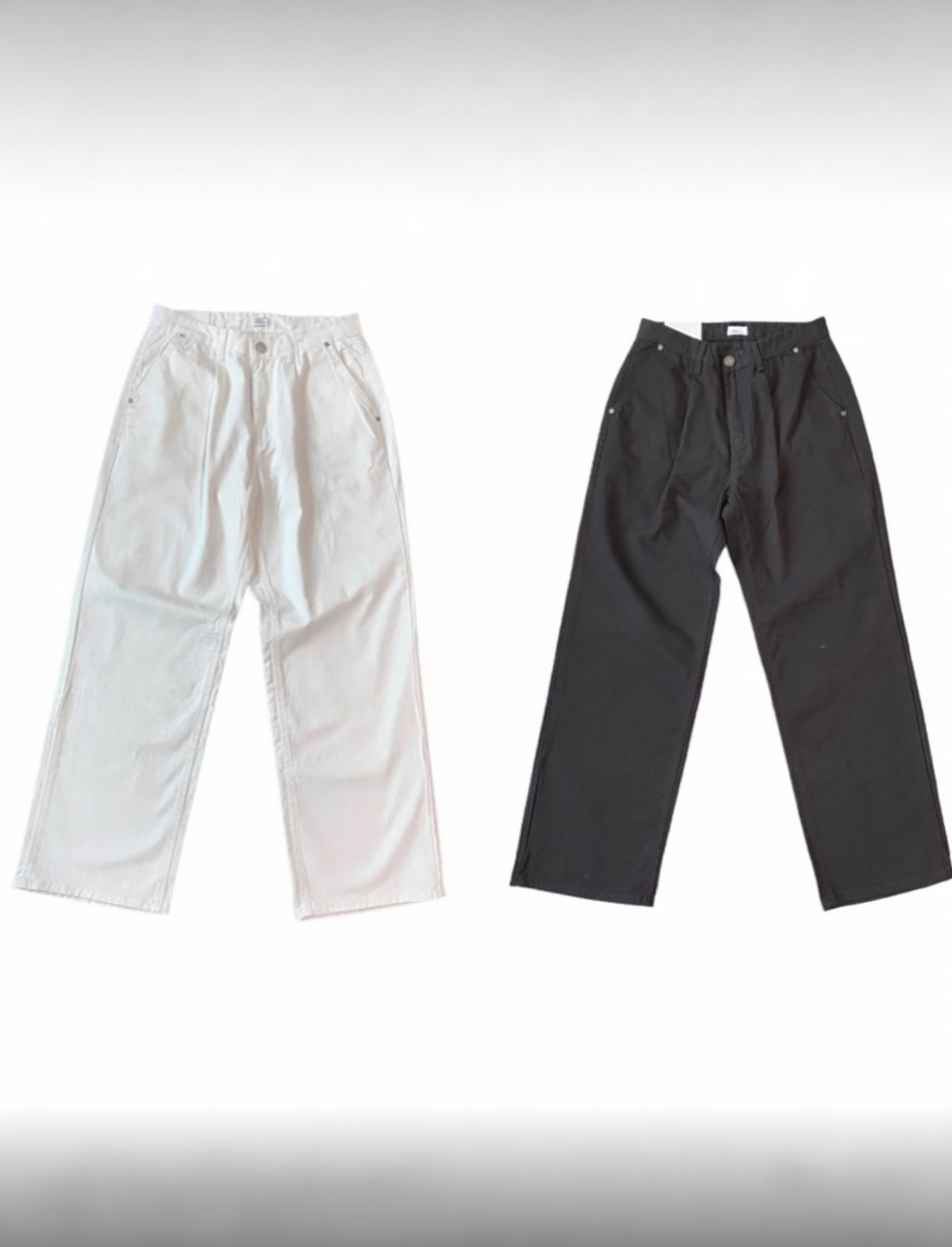 J6 single-fold loose cotton trousers