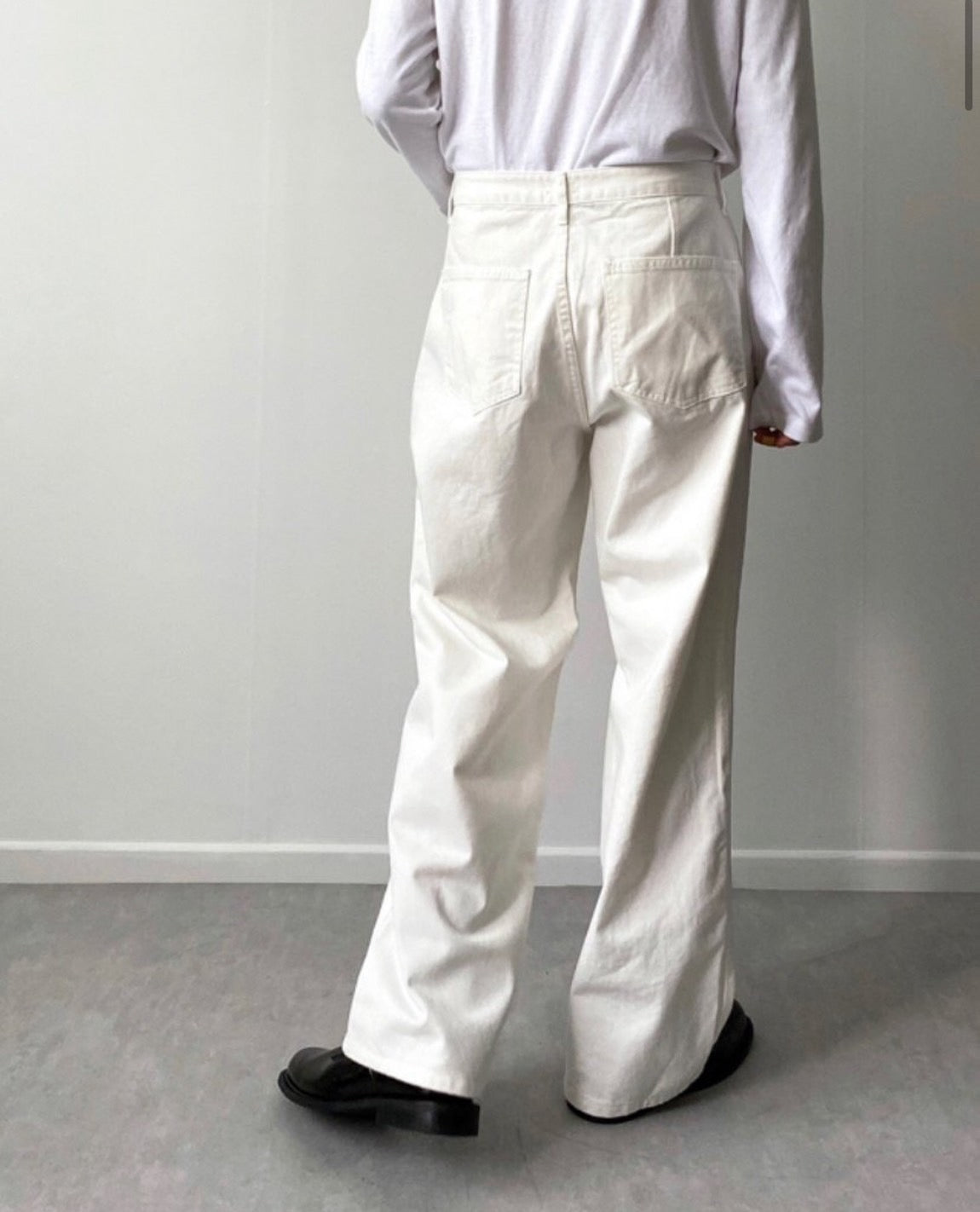 J6 single-fold loose cotton trousers