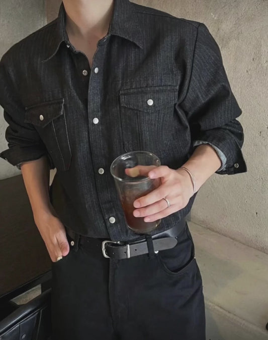 B173 Herringbone Denim Shirt