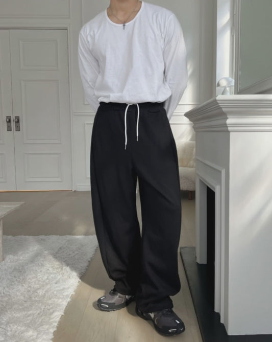 J99 Side-pleated drawstring athletic cotton pants (3 colors)