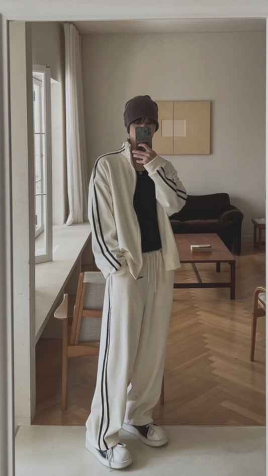 J82 天鵝絨運動寬褲 (3色)