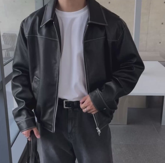 A31 Vintage Washed Leather Jacket (Black, Dark Brown) (Estimated waiting time: 3 weeks)