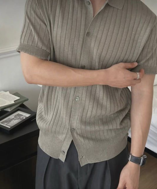 B74 Short-sleeved ribbed sweater (3 colors)